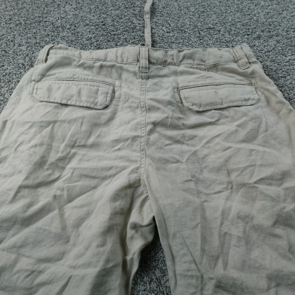 Apt 9 Pants Mens 36X32 Beige Linen Chambray Flat Front Drawstring Chino Beach